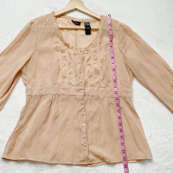 Nude Sheer Peasant Blouse - Picture 9 of 10